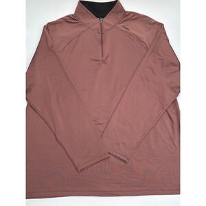 UNRL Mens Quarter Zip Pullover Mauve Pink Fleece Lined Athletic Long Sleeve 2XL